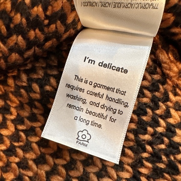 Farm Rio Midnight leopard print sweater pullover fringe caramel black size small - Picture 9 of 12